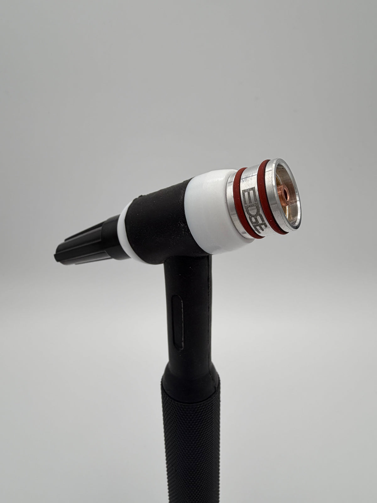 TIG welding torch with back cap and teflon heat shield with aluminum adapter and o-rings
